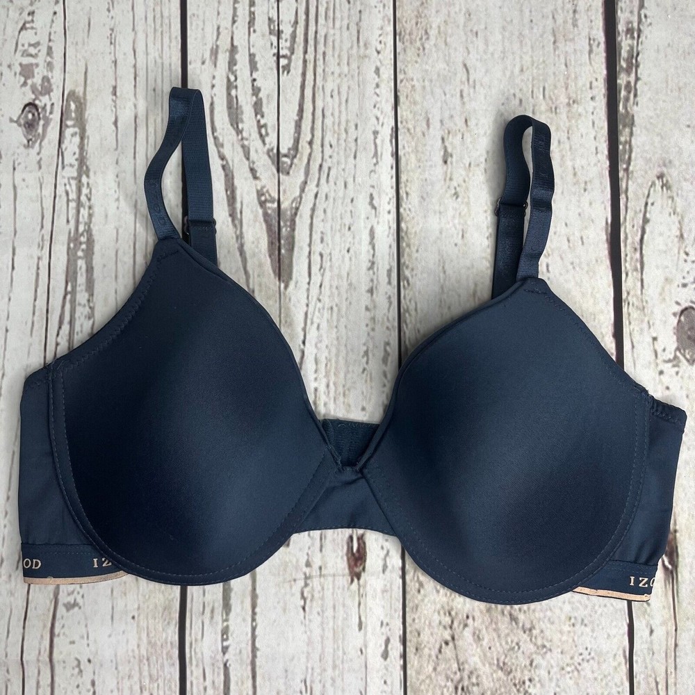 Izod 38C Bra Blue Underwire Padded Full Coverage Adjustable Strap